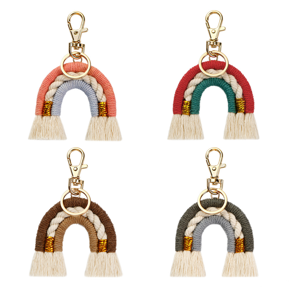 Small Boho Rope Weaving Wedding Decor Crochet Bag Accessories Key Car Colorful Macrame Tassels Pendant Keychains