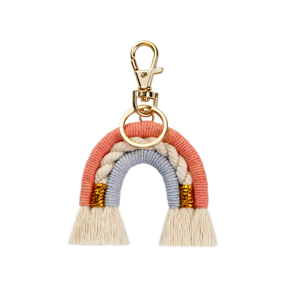 Small Boho Rope Weaving Wedding Decor Crochet Bag Accessories Key Car Colorful Macrame Tassels Pendant Keychains