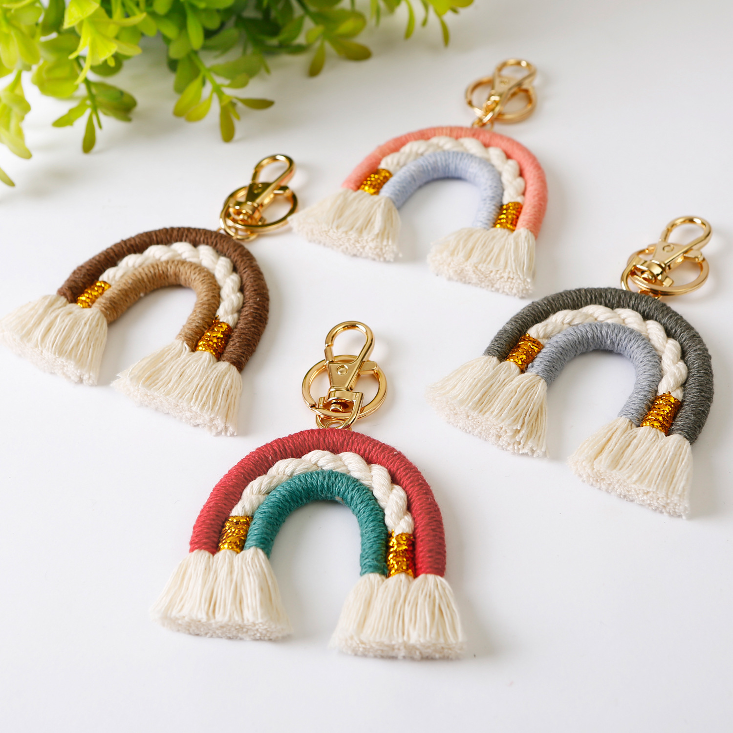 Small Boho Rope Weaving Wedding Decor Crochet Bag Accessories Key Car Colorful Macrame Tassels Pendant Keychains